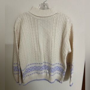 Vintage Cozy Cream and Purple Women's Sweater Alicia Petites